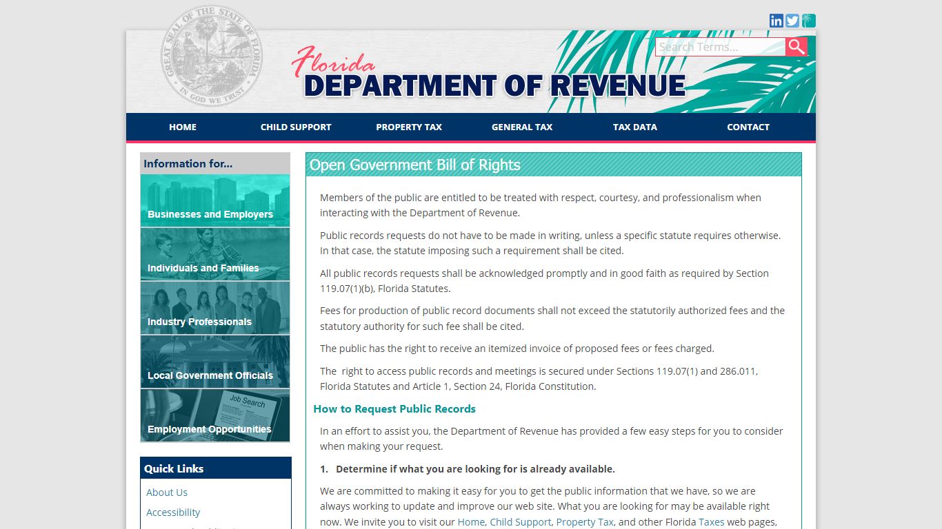 Florida Dept. of Revenue - public_records - floridarevenue.com